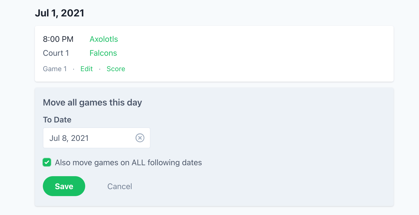 move games around holidays